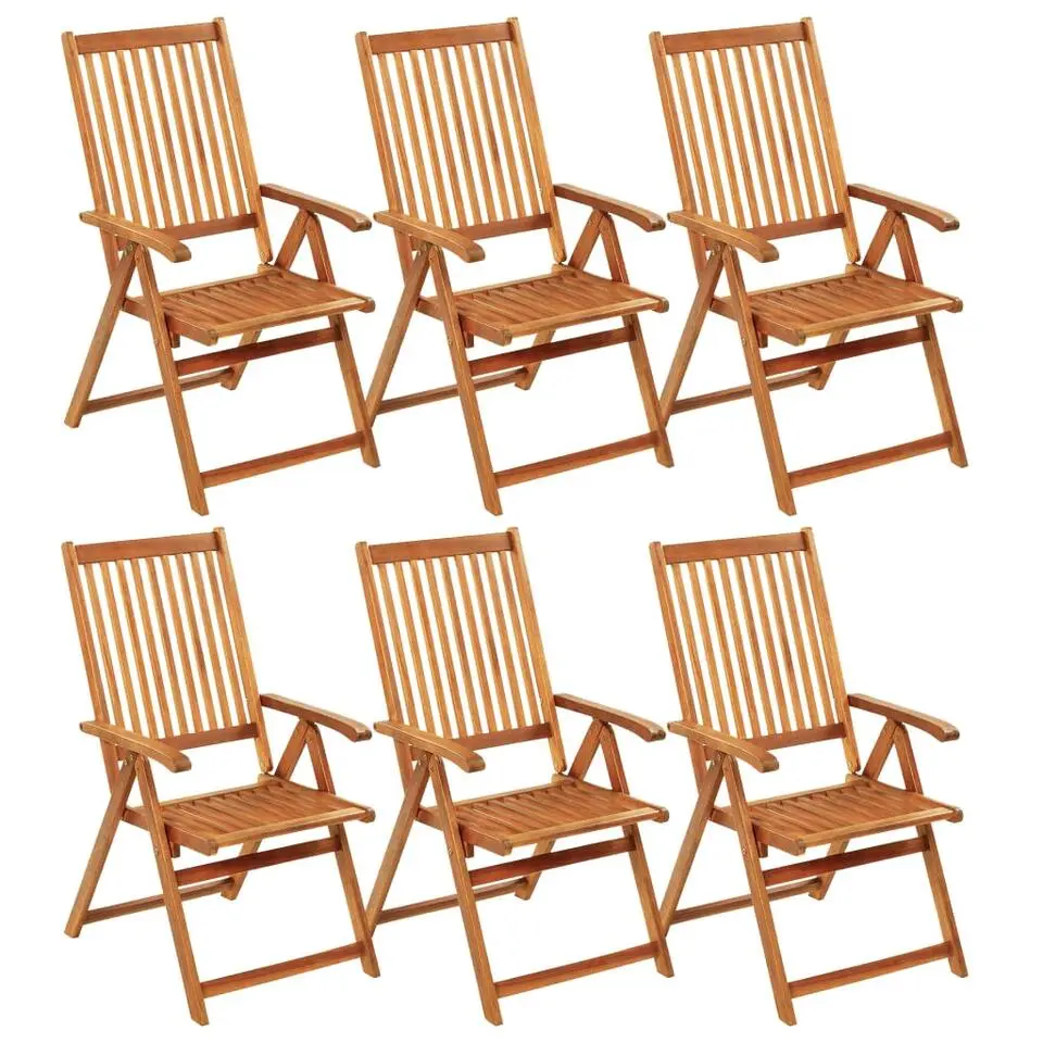 vidaXL - Tuinstoelen inklapbaar met kussens - Massief acaciahout - 6 stuks