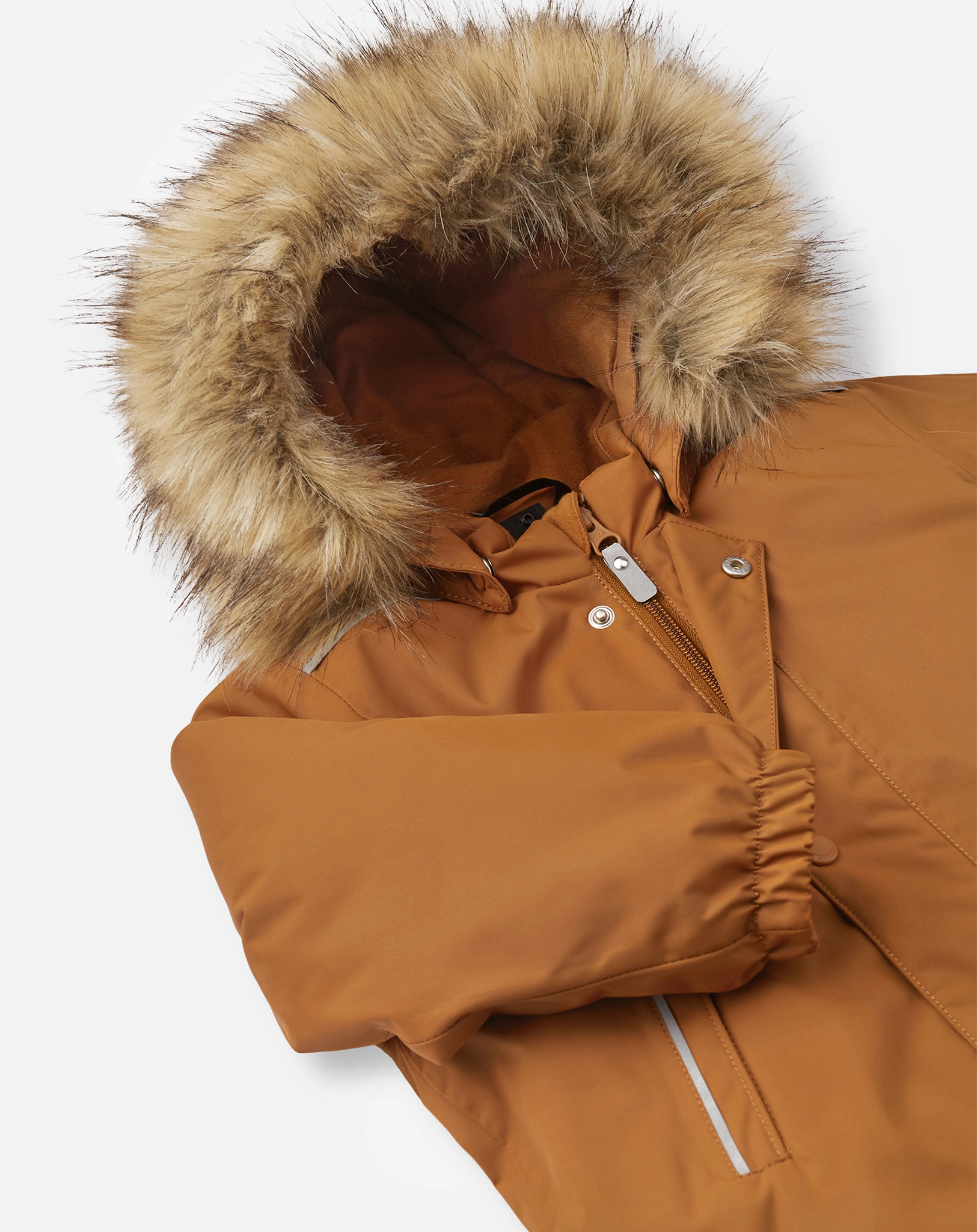 Schneeanzug GOTLAND mit Kunstfellbesatz in cinnamon brown