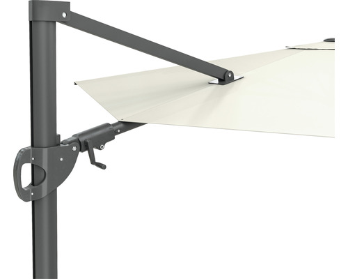 Soluna Orléans zweefparasol, Ø 300 cm, rond, ecru, inclusief kruisvoet.
