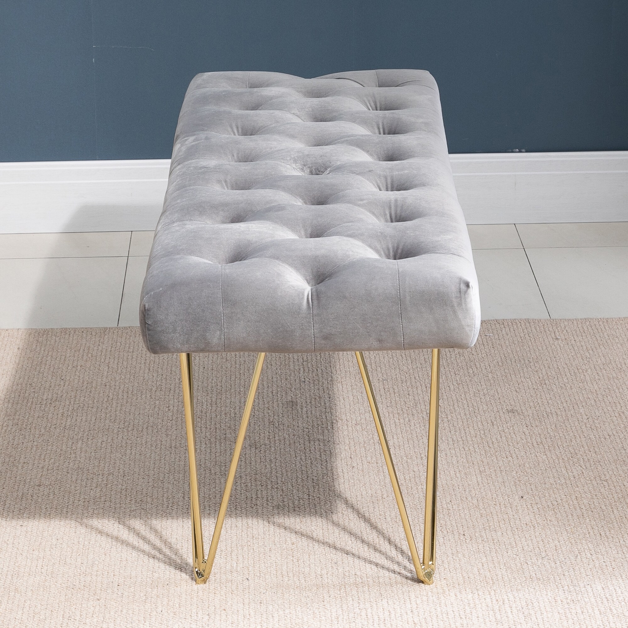 HOMCOM Sitzbank im eleganten Design grau 116 x 44,5 x 49 cm (BxTxH)