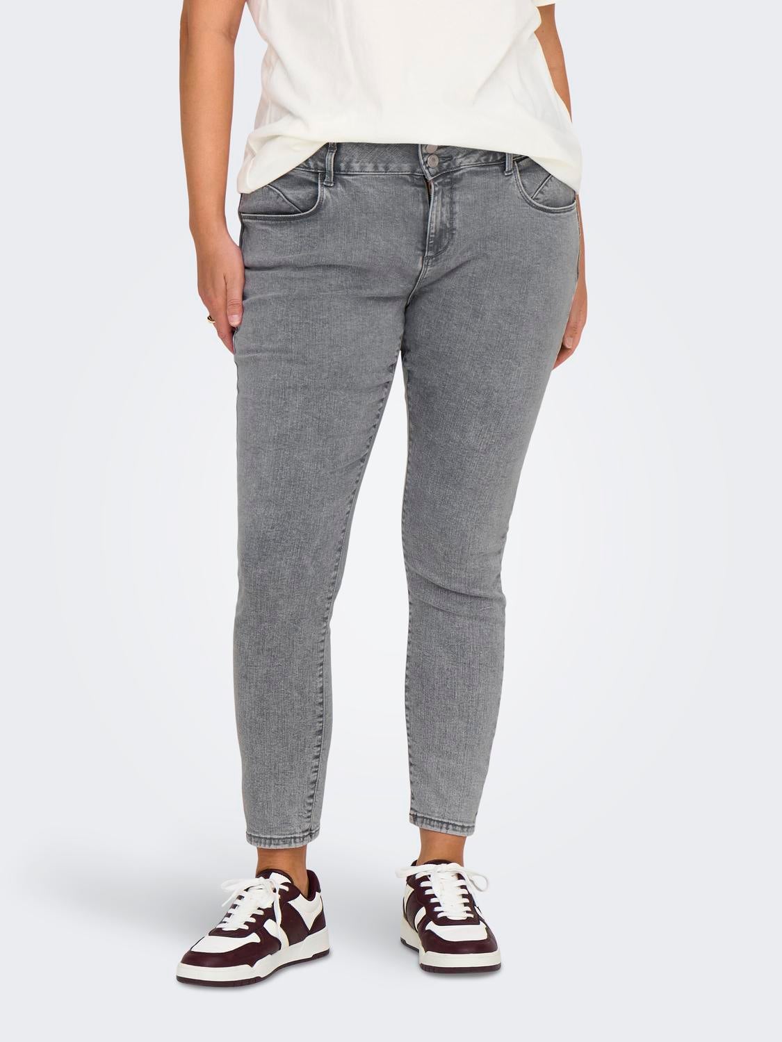 CARANNA Mittlere Taille Skinny Fit Jeans Medium Grey Denim