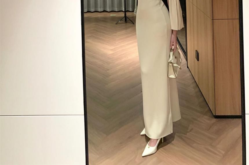 Aurora - Off Shoulder Effen Schede Avondjurk