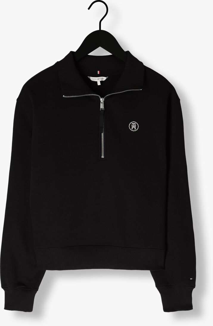TOMMY HILFIGER zwarte tommy hilfiger sweater smd crop 1/2 zip sweatshirt