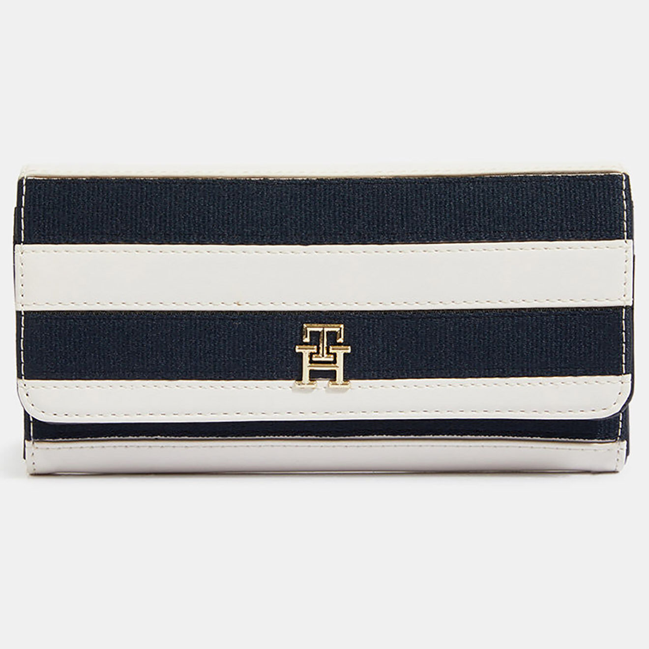Tommy Hilfiger Portefeuille Iconic large rayé bleu marine/blanc - 10,5x19 cm