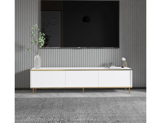 CONCEPT1 - Meuble TV Imaj blanc or 180 x 35 x h45,2 cm