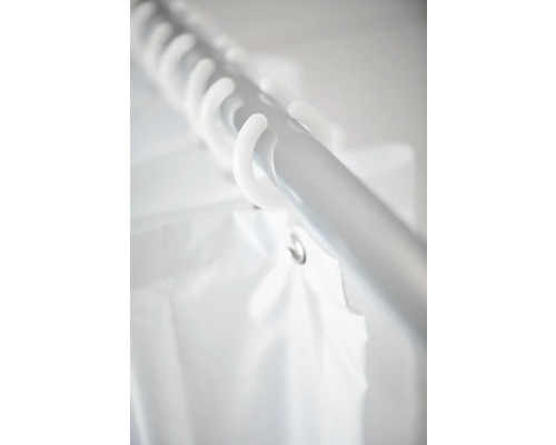 KEUCO douchegordijnstang 120 x 120 cm inclusief 20 witte douchegordijnringen, chroom glanzend