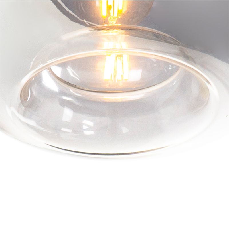 Art Deco hanglamp zwart met smoke glas rond 3-lichts- Busa