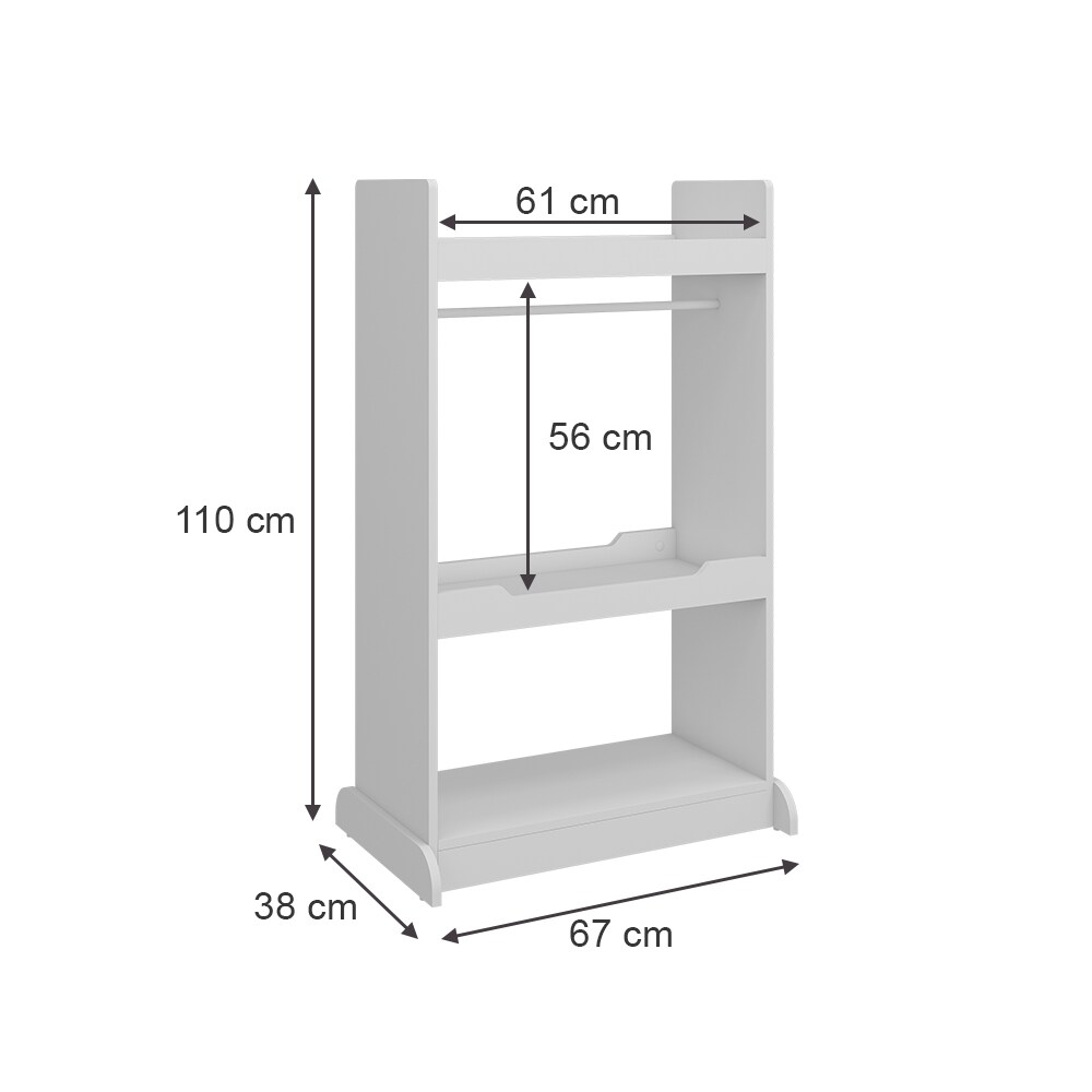 Vicco Kinderkleiderschrank Conny Weiß 67 x 110 cm mit Kleiderstange