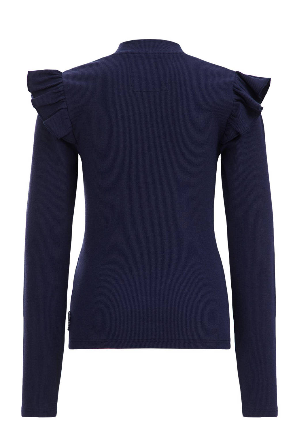 WE Fashion longsleeve met ruches blauw