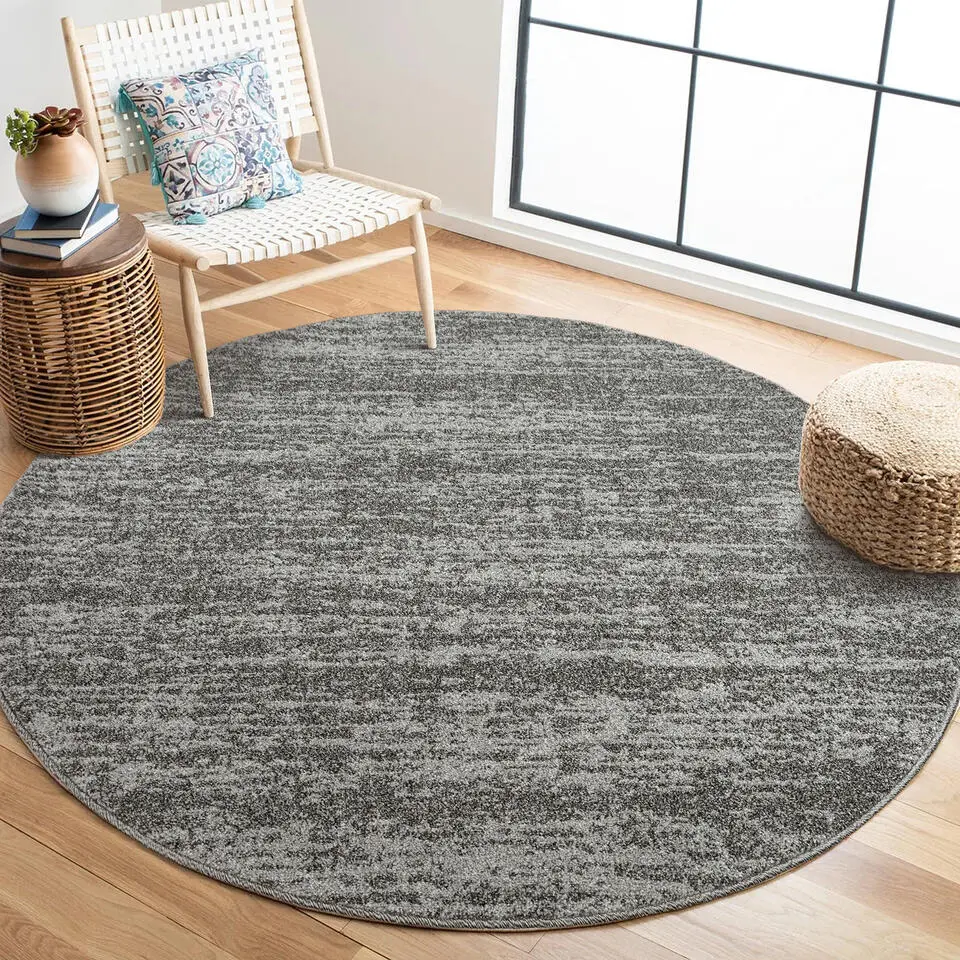 Relax Oslo - Laagpolig Effen Vloerkleed - Grijs - 120 CM ROND