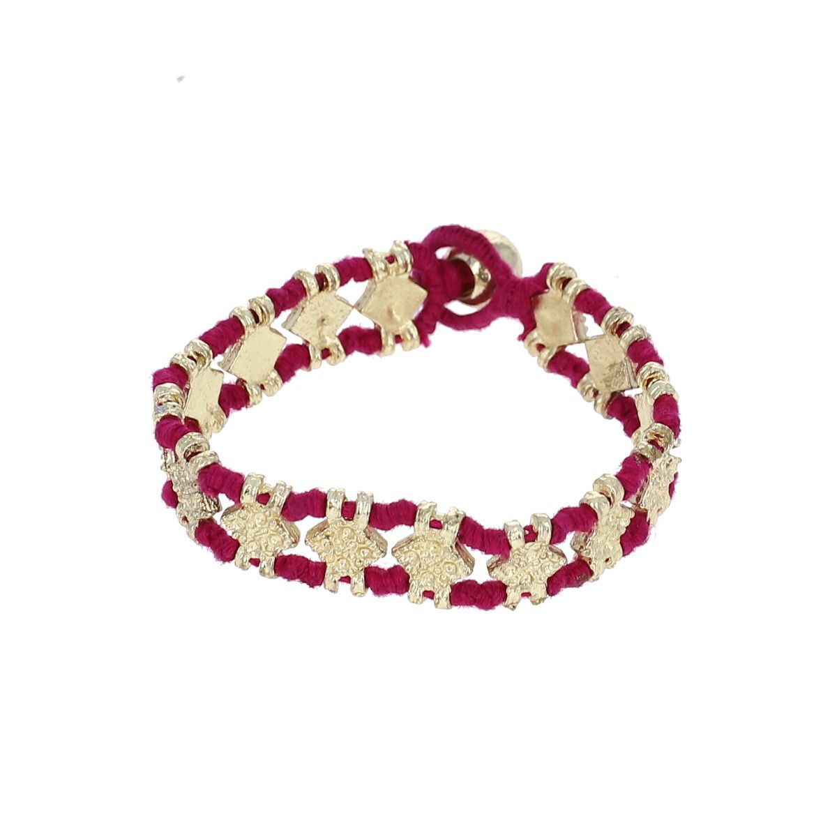 Bracelet indien losanges et fil rose - Mariage Indien Pondie Chérie