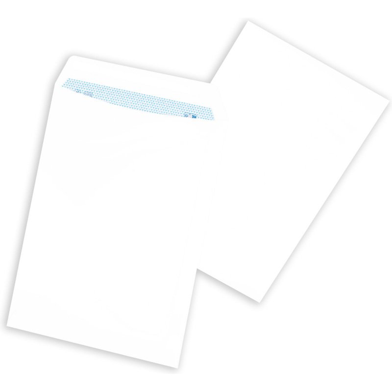 Pochette Administrative kraft blanc 229 x 324 mm - sans fenêtre - Fermeture avec bande protectrice - Boîte de 250