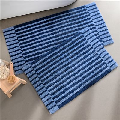 Tapis de bain coton motif rayé - 2000 g/m² - BECQUET CRÉATION