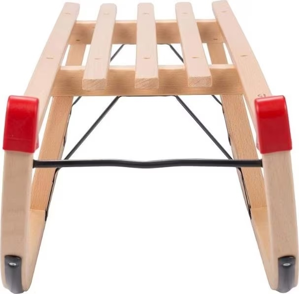 (90cm) Holz Schlitten Davos Winter Ski Schneerutscher mit Zugseil (DTL50090) - Braun