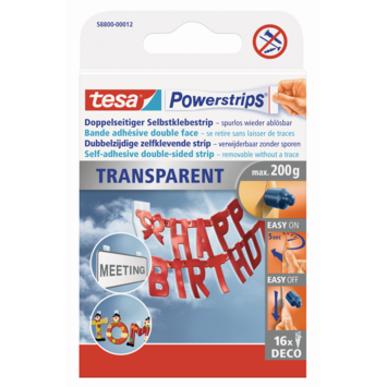 Tesa Powerstrip deco strip transparant 16 stuks