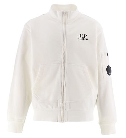 C.P. Company Cardigan - Gaze White m. Schwarz