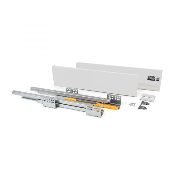 Emuca Kit de Gaveta Cozinha Concept, Altura 138 mm, Prof. 350 mm, Fecho Suave, Aço, Branco - 3100812