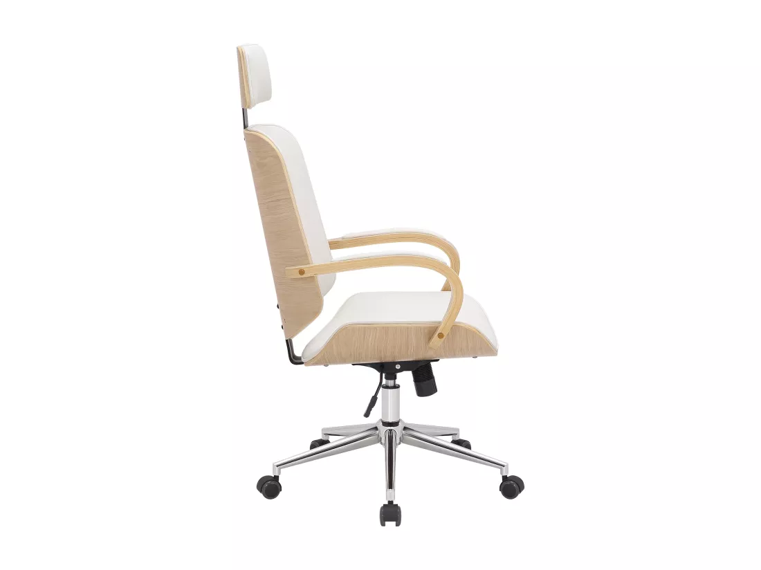 Chaise de bureau - Similicuir - Nature / Blanc - Dayton