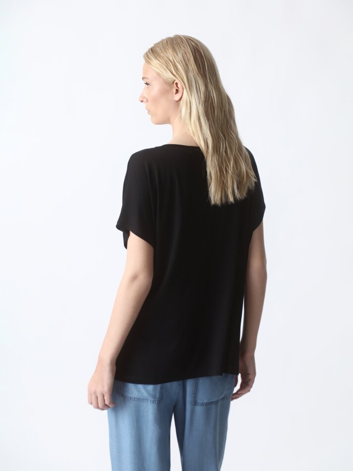 Camiseta fluida de manga curta - Preta