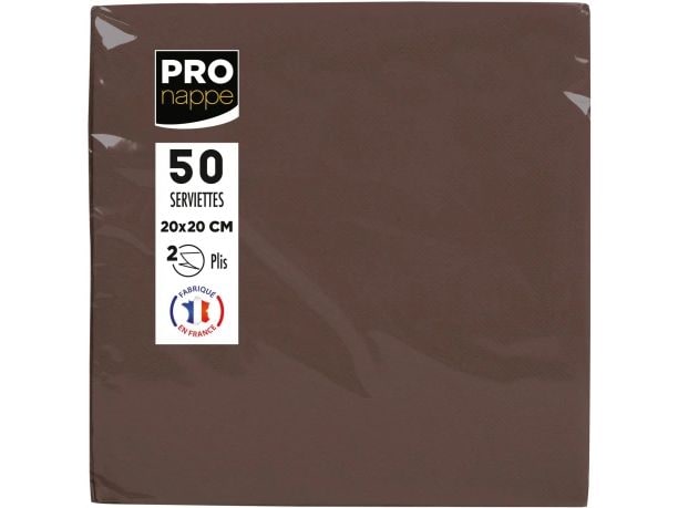 PRO nappe Papierservietten Schoko 20 cm x 20 cm, 50 Stück Packung mit 50 Cocktail-Servietten