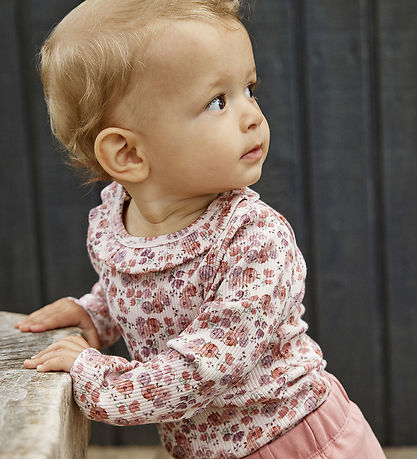 Minymo Body L/æ - Rib - Peach Peitsche m. Blumen