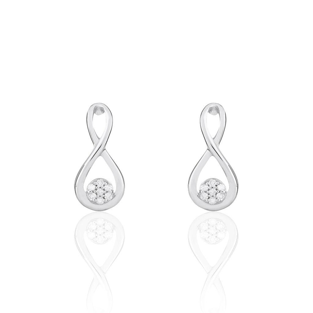 Boucles D'oreilles Puces Shaeen Or Blanc Diamant