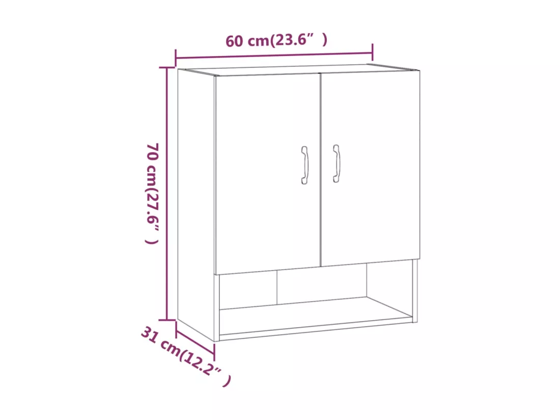Armoire murale Chêne marron 60x31x70 cm Bois d'ingénierie