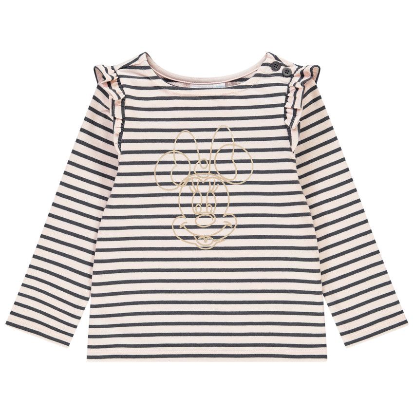 Sweat style marinière Minnie Disney pour bébé fille - Rose