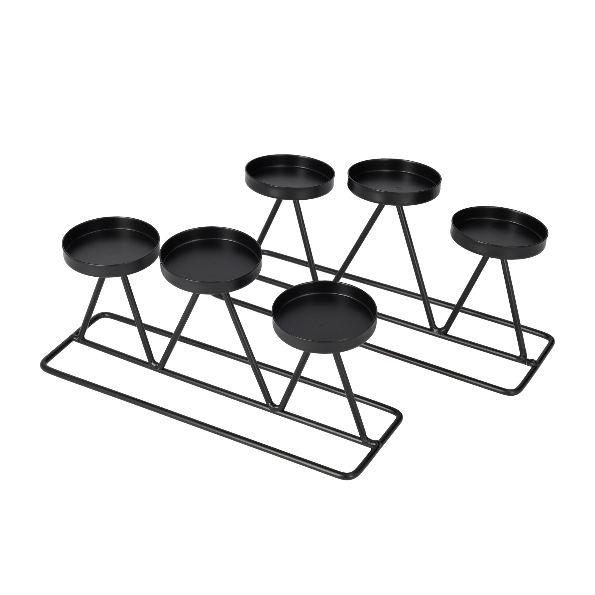(2er Set) 3-fach Metall Deko Teelicht Halter Home Accessoire Kerzen Ständer - Schwarz