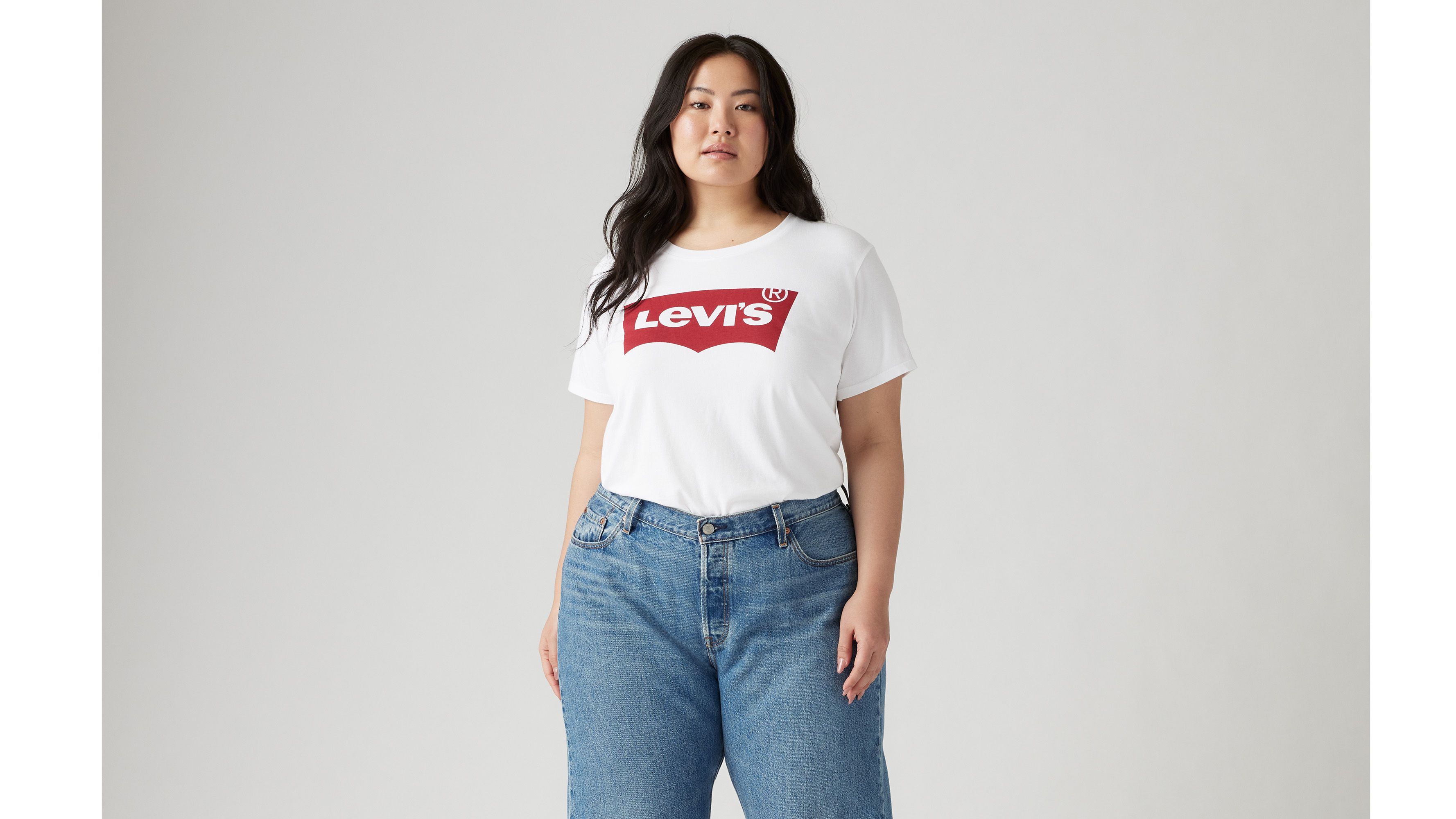 T-shirt Perfect logo (grandes tailles) - Plus Batwing White - Blanc