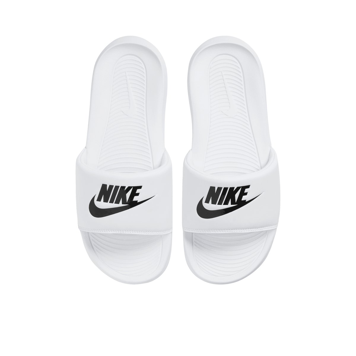 NIKE-Victorione-l-Sandales athlétiques à glissière - Talon plat - Blanc/Noir