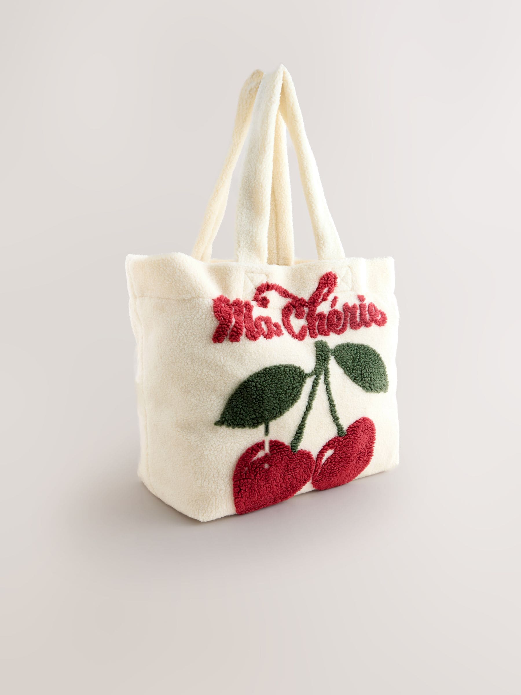 Ecru wit - Borg Cherry Print Tote Bag