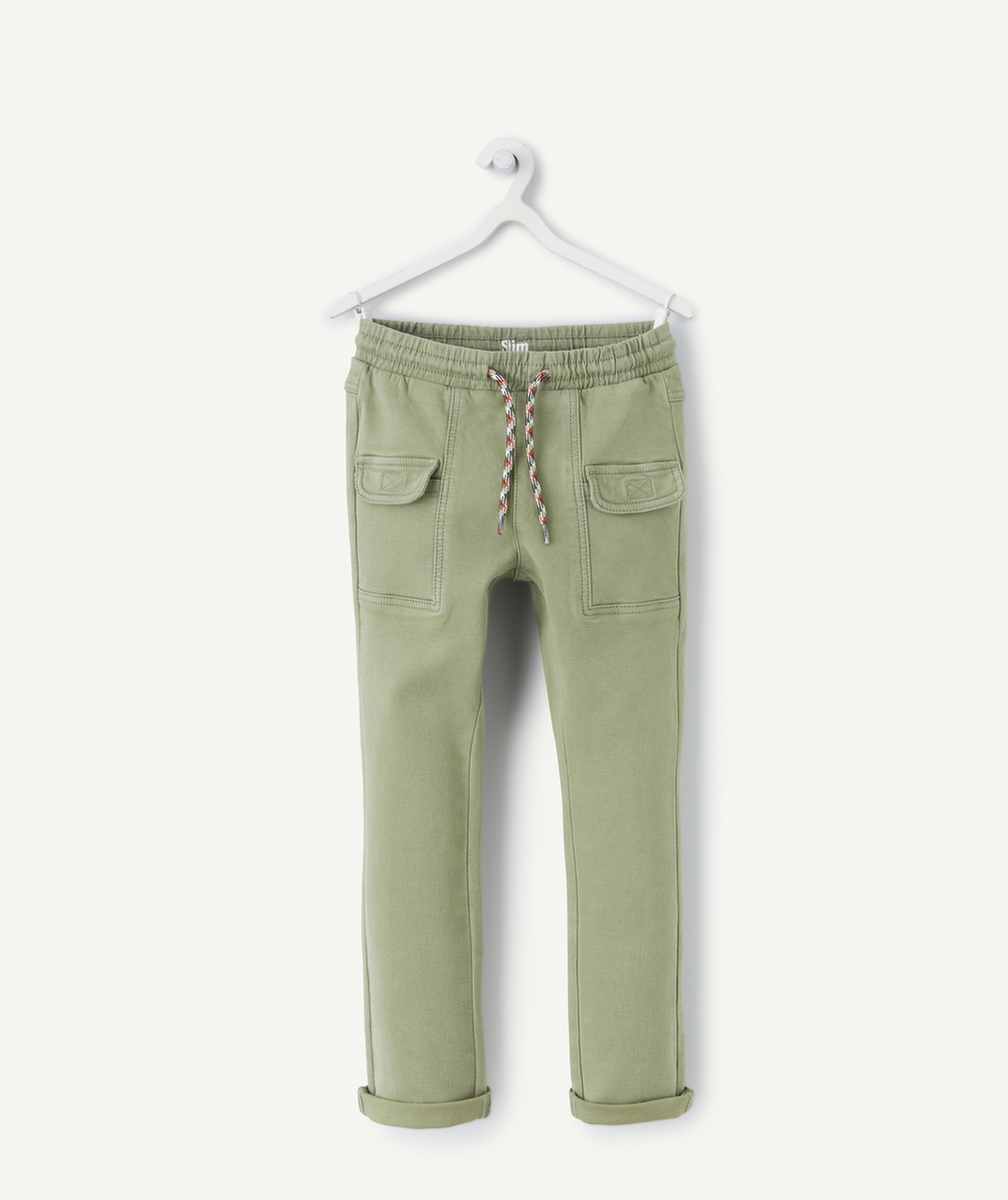 pantalon relax garçon en viscose responsable kaki avec poches
