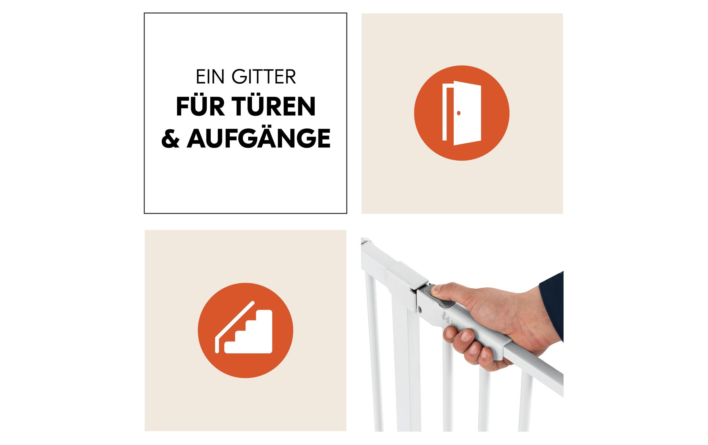 Türschutzgitter Clear Step Autoclose 2 +21 cm WeissBarrierefreies, automatisch schliessendes Tür- und Treppenschutzgitter-Set
