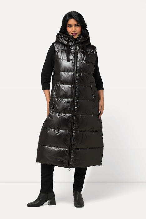 Longweste, Metallic-Schimmer, 2-Wege-Zipper, recycelt