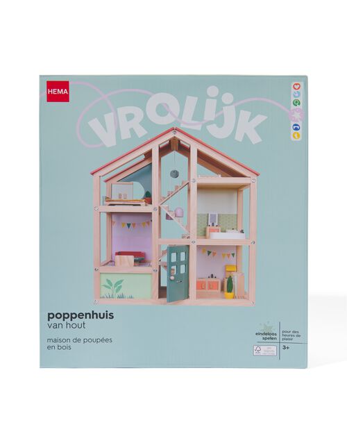 maison de poupée en bois avec meubles 52x24x61.5