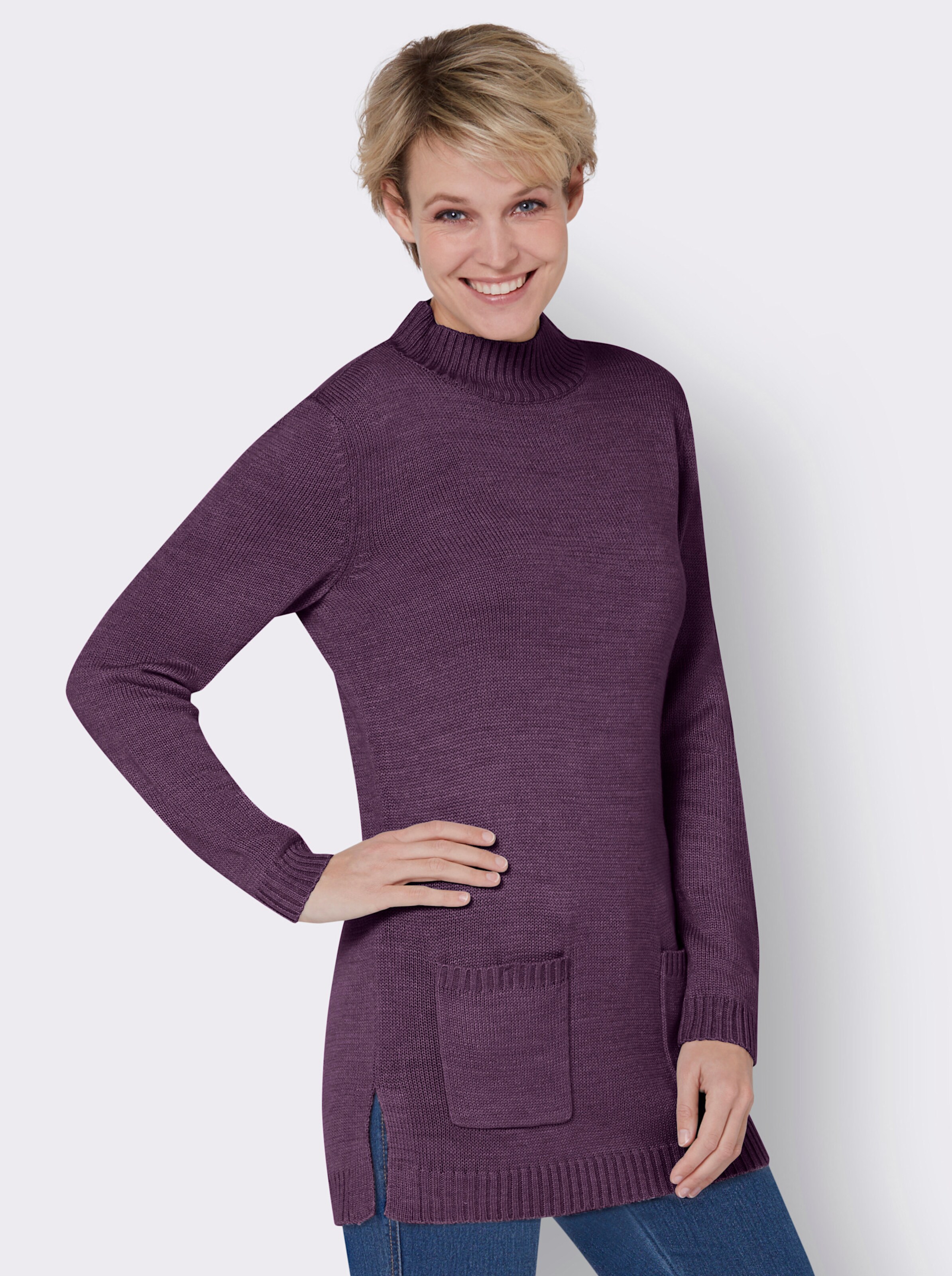 Longpullover mit Stehkragen