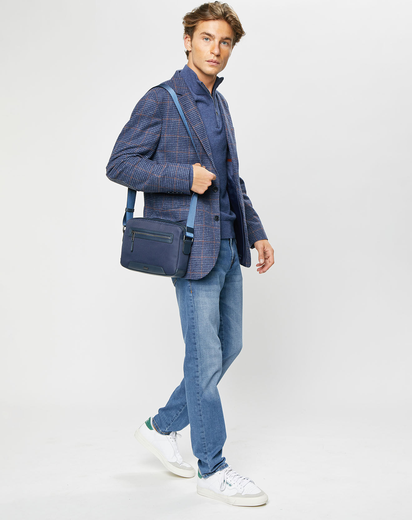 Hackett London Veste en Laine mélangée Tartan imprimée bleue