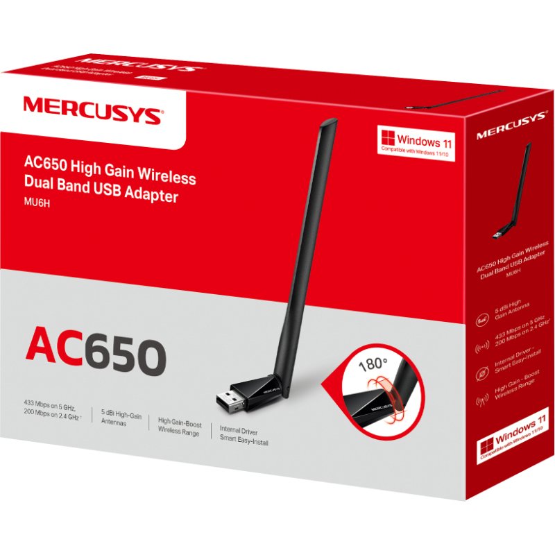 Mercusys MU6H carte réseau WLAN 650 Mbit/s