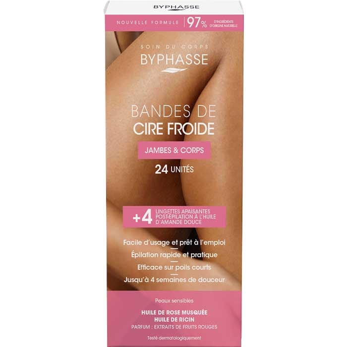 Bandes de cire froide - Jambes - Peaux sensibles - 3 x 24 bandes