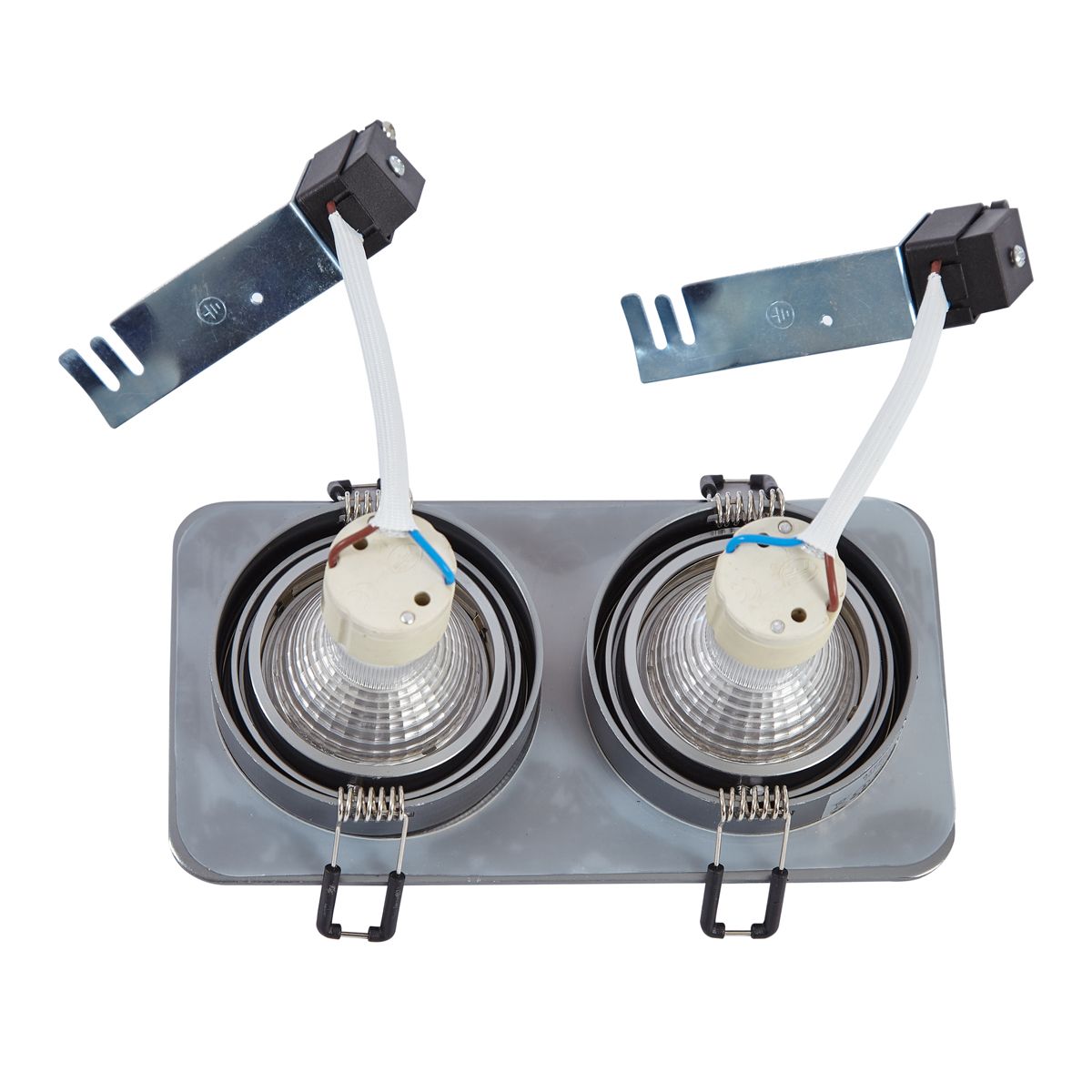 Afgeronde inbouwspot gunmetal GU10 50mm draai- en kantelbaar IP44 2-lichts - Alberto