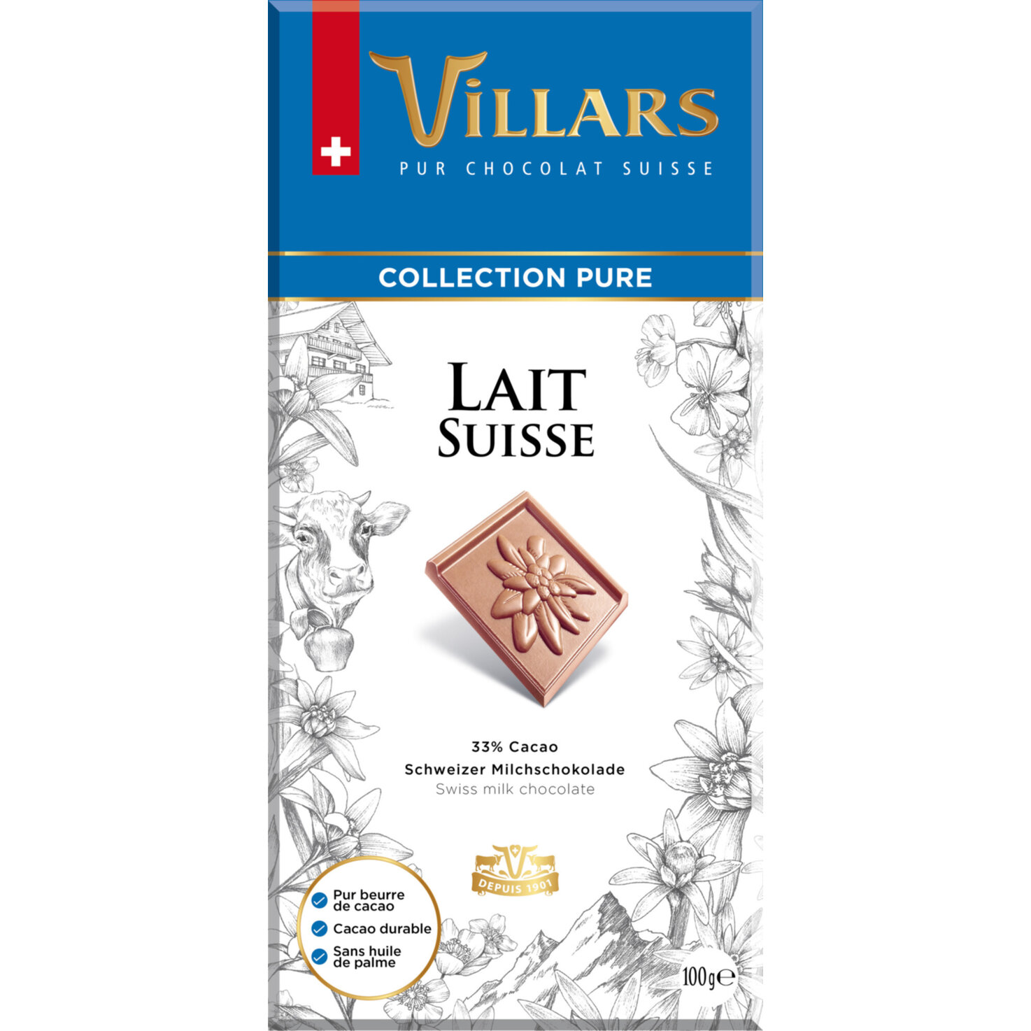 Villars Tafelschokoladeschokolade Lait Suisse