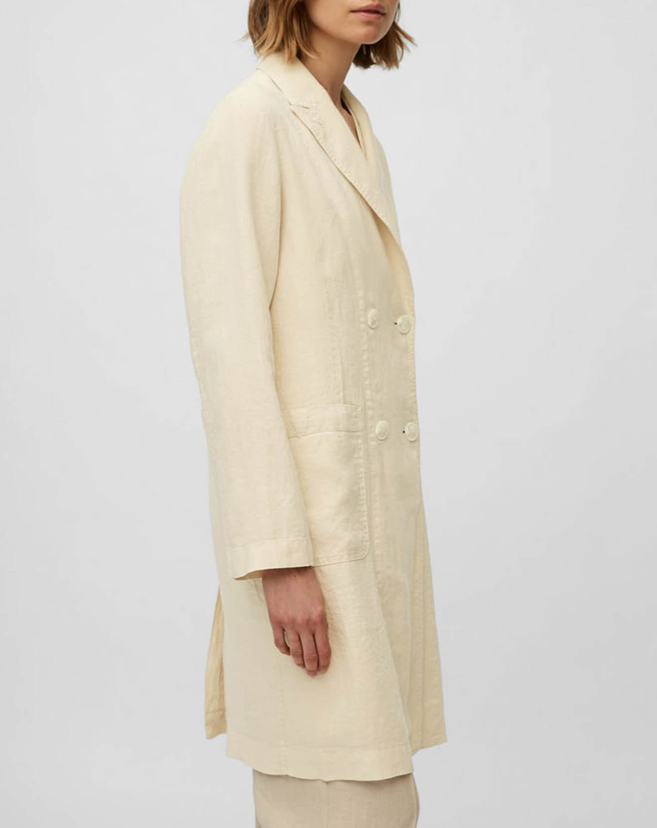 Marc O'Polo Manteau 100% Lin double boutonnage beige