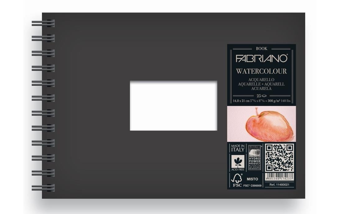 Aquarellblock Spiralbuch A5, 25 BlattAquarell Spiralbuch