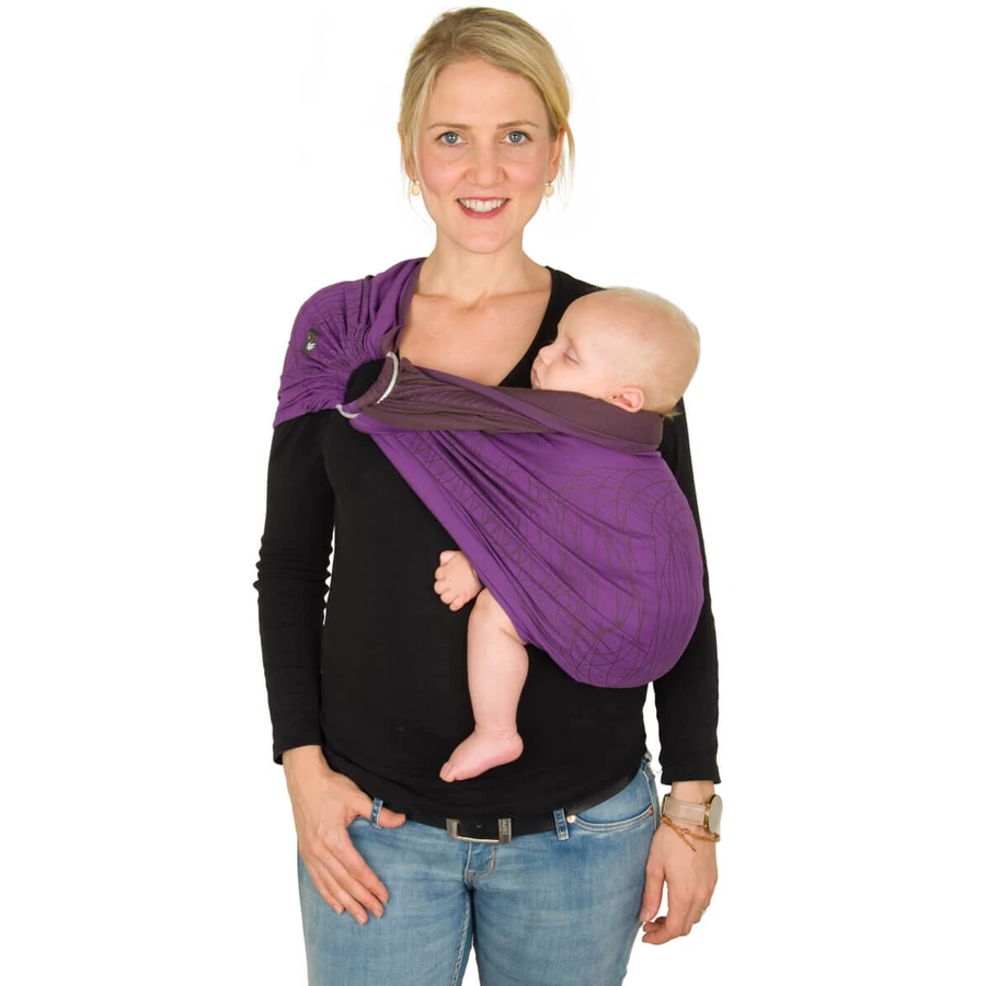 Hoppediz Babytragetuch Ring-Sling kbA New York  mocca-viola