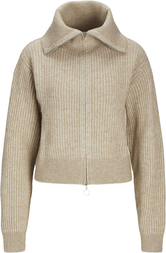 JJXX JXGILLY DIVERSE CARDIGAN KNIT LN Peyote//limeade neck piping