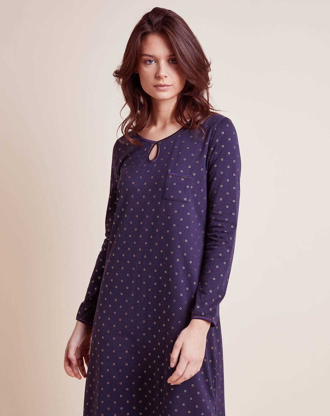 Le Chat Chemise de nuit imprimée Caline marine