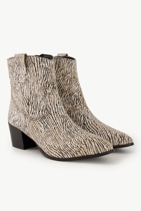 Leder-Stiefeletten, Schlangenlederoptik, Weite H