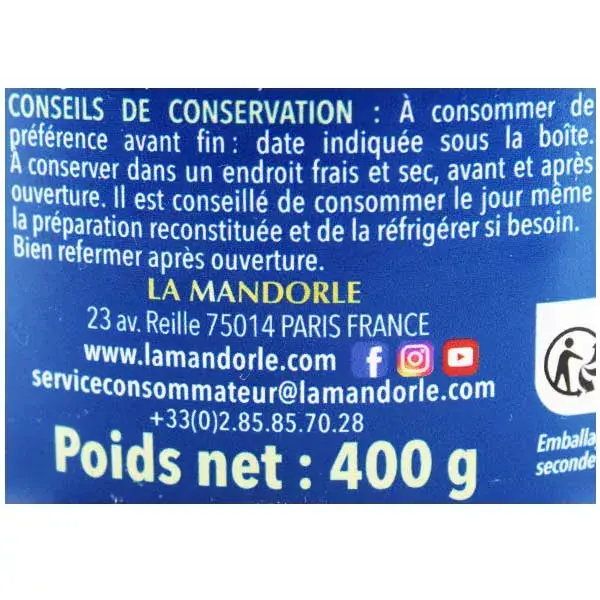 La Mandorle Bebida Instantânea em Pó Orgânico Omega Leite de Amêndoa 400g