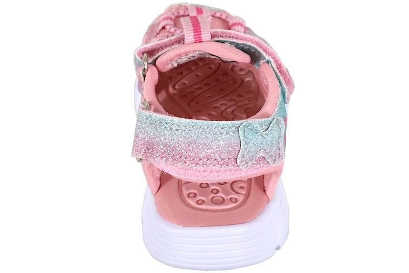 ZIGZAG SANDAL I LYSERØDT GLIMMER PU